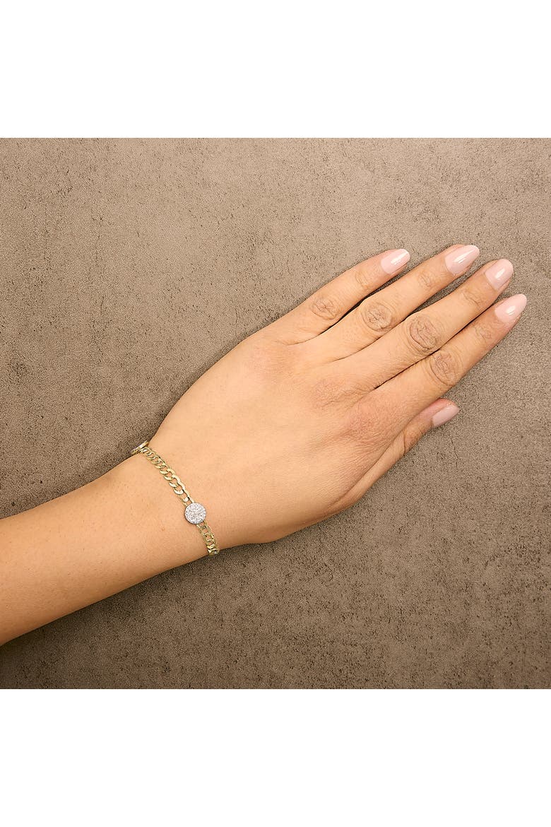 14K Yellow Gold 5/8 Cttw Diamond Cluster Curb Chain Bracelet, Alternate, color, Yellow Gold