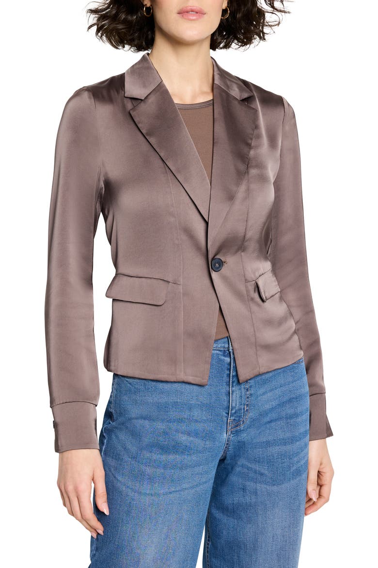 Day Gloss Tuxedo Jacket, Main, color, COCOA