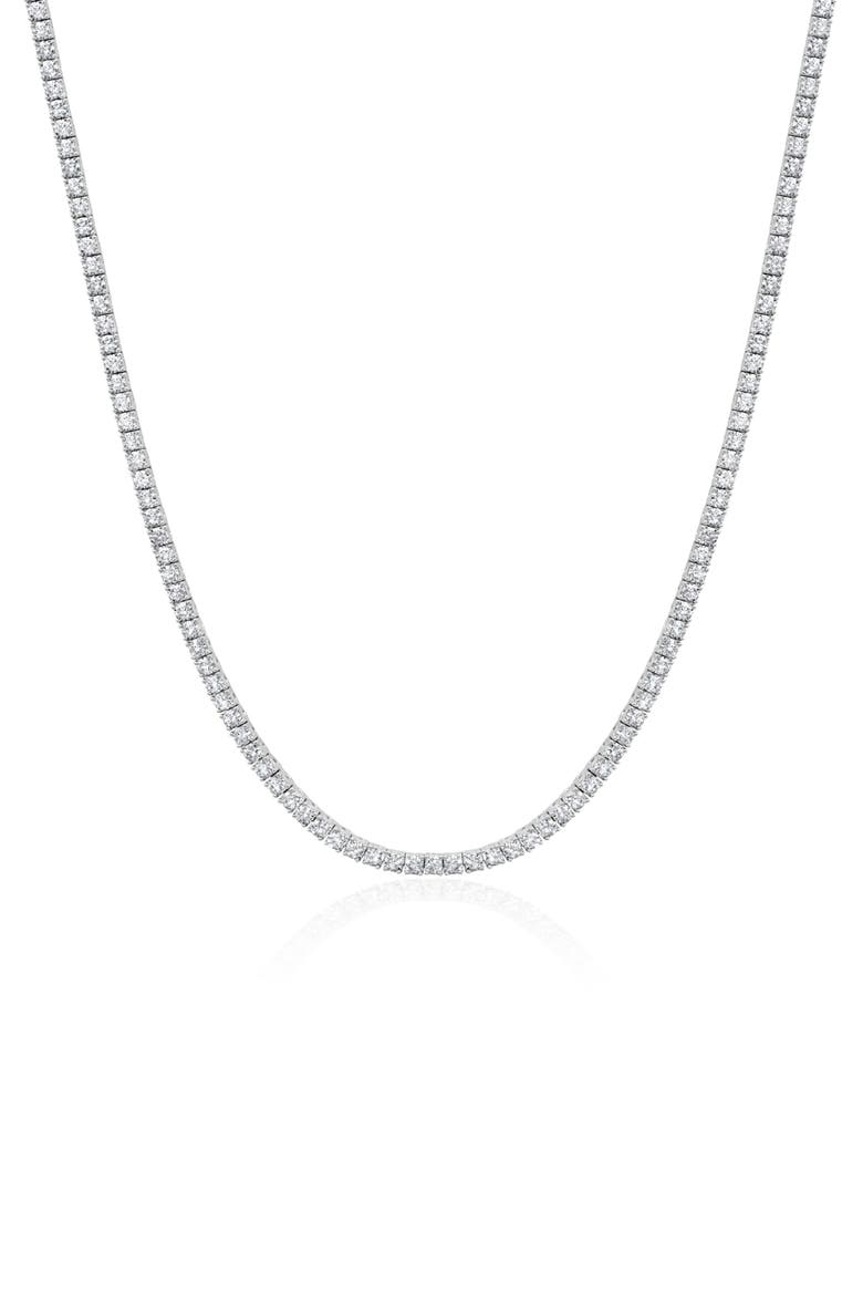 Round Cubic Zirconia Tennis Necklace, Main, color, PURE PLATINUM/ CLEAR STONE