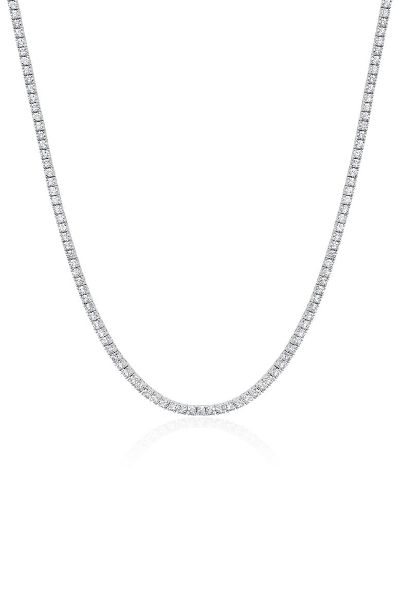 Crislu Round Cubic Zirconia Tennis Necklace, Main, color, Pure Platinum/ Clear Stone