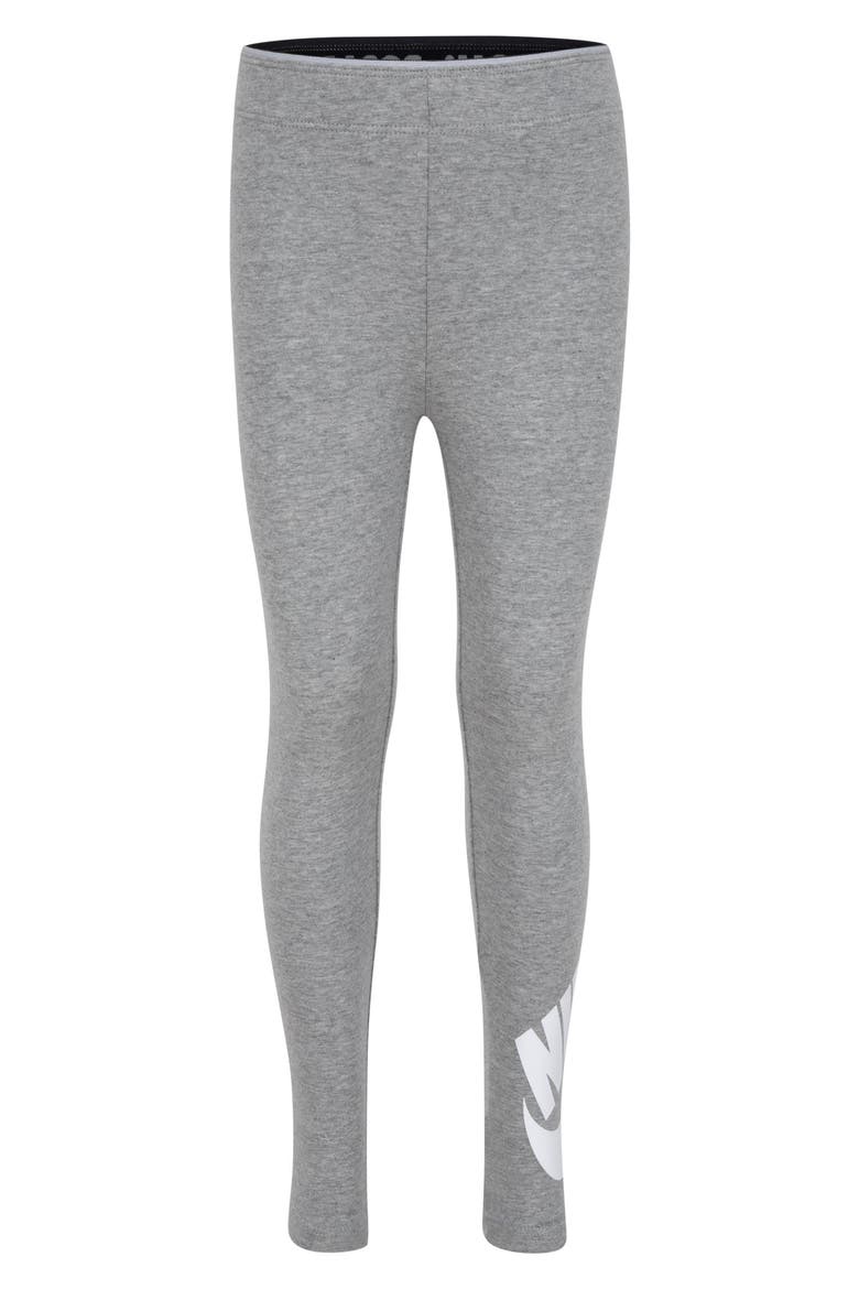 Kids' Swoosh Logo Leggings, Main, color, DARK ASH HEATHER