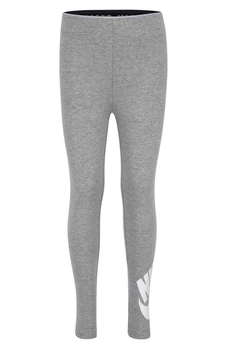 Nike Kids' Swoosh Logo Leggings, Main, color, Dark Ash Heather