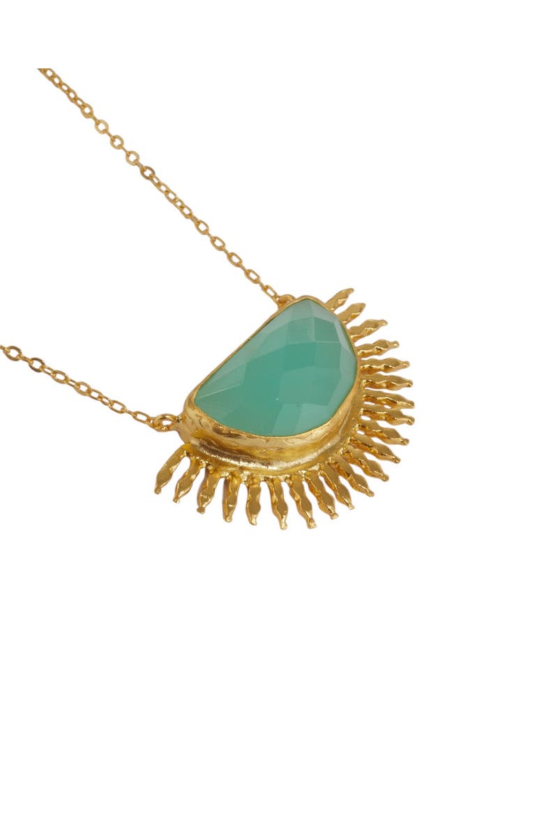 Sunrise Aqua Chalcedony Pendant Necklace, Alternate, color, Gold