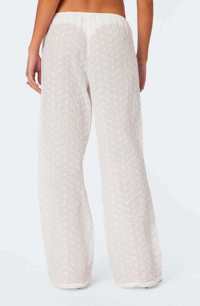 EDIKTED Miracle Eyelet Cover-Up Pants, Alternate, color, White