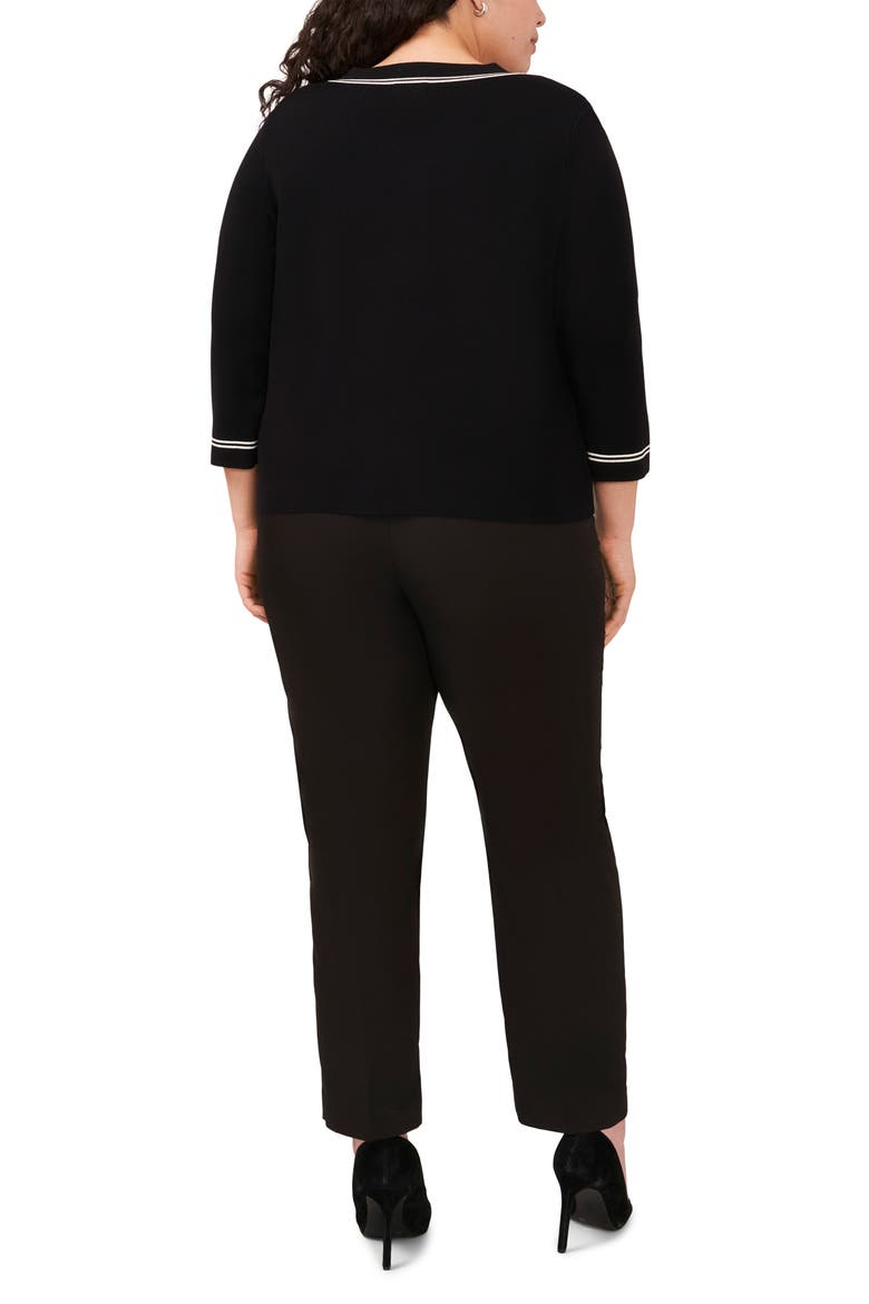 Contrast Trim Two-Pocket Cardigan, Alternate, color, RICH BLACK