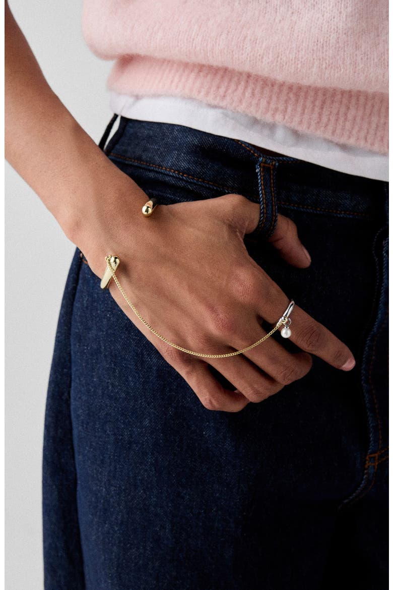 chain reaction ring chain & cuff set, Alternate, color, CREAM/ MIXED METAL