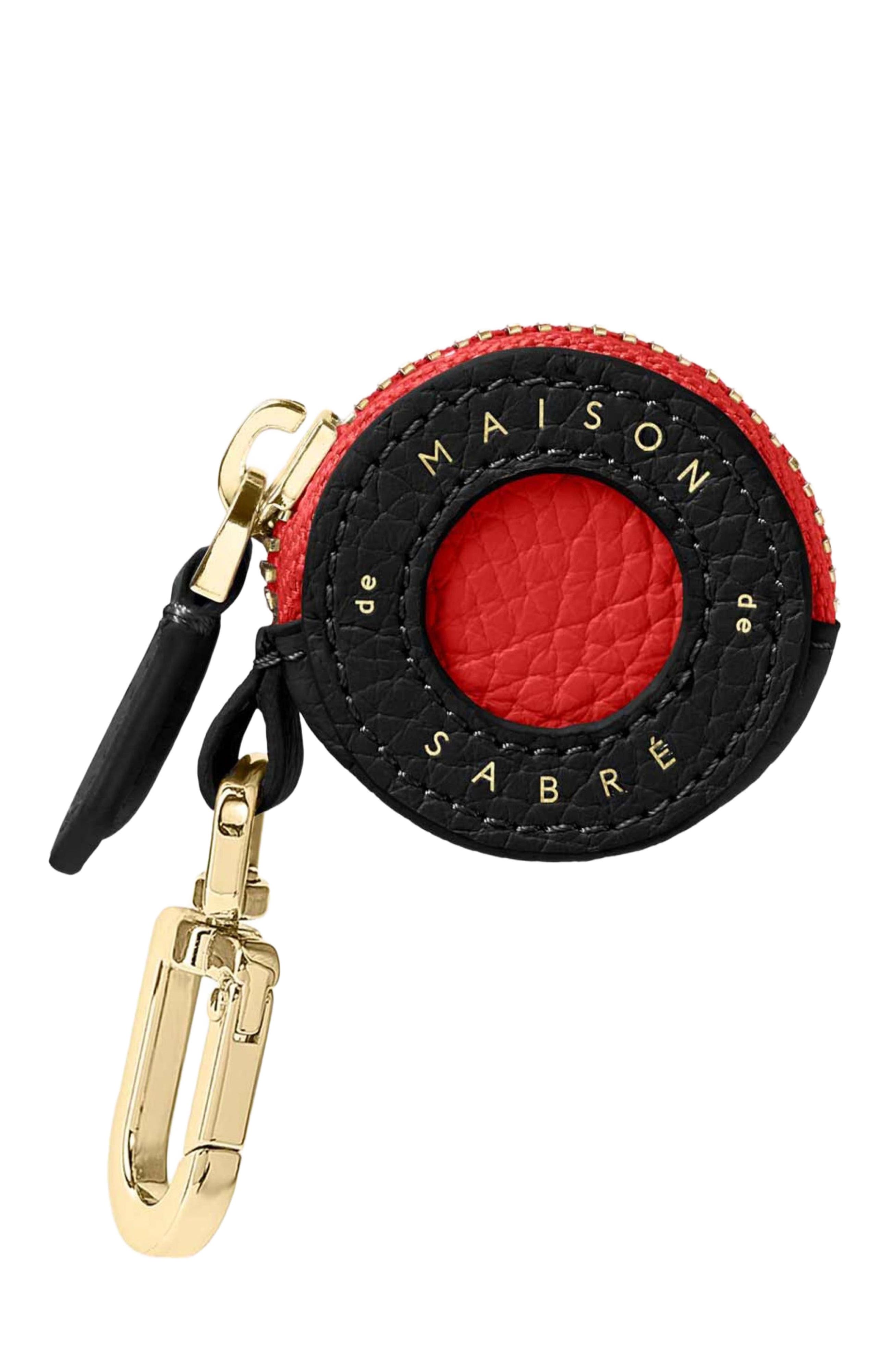 MAISON de SABRÉ Leather AirTag Charm, Main, color, Pomegranate Caviar