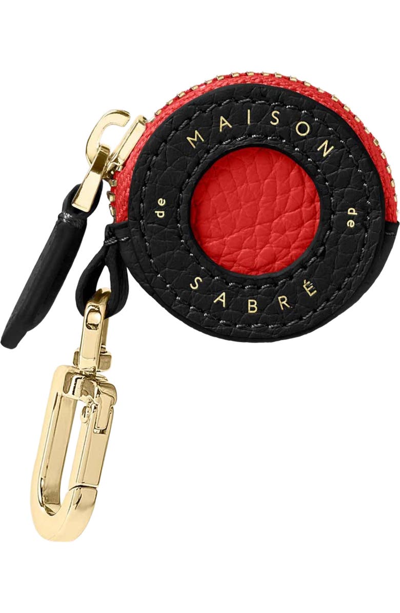 MAISON de SABRÉ Leather AirTag Charm, Main, color, Pomegranate Caviar
