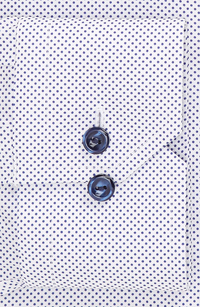 Eton Slim Fit Dot Dress Shirt, Alternate, color, White/ Navy
