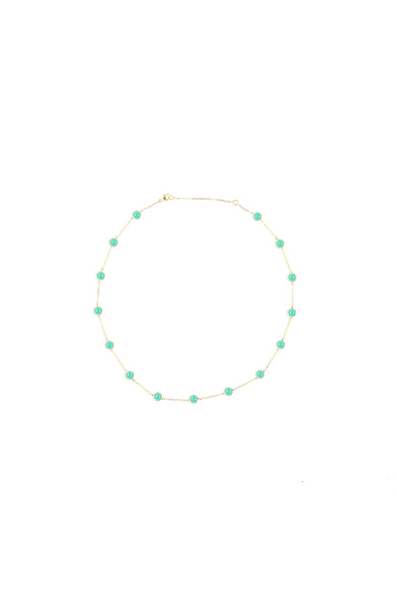 Found Cabochon Station Necklace, Alternate, color, Chrysoprase & Tsavorite-Gold
