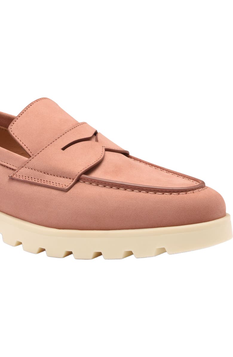 Santoni Women's nubuck penny loafer, Alternate, color, Pink