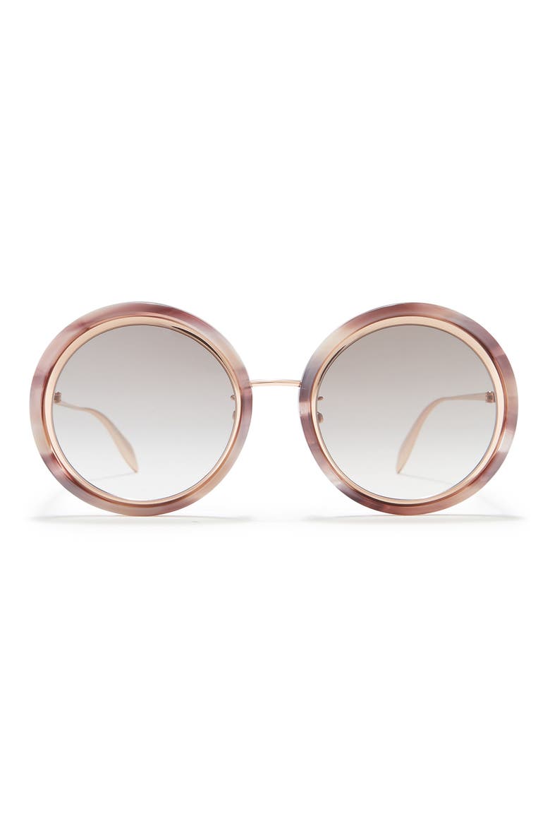 Alexander McQueen 53mm Round Sunglasses, Main, color, GOLD GOLD BROWN/GBN