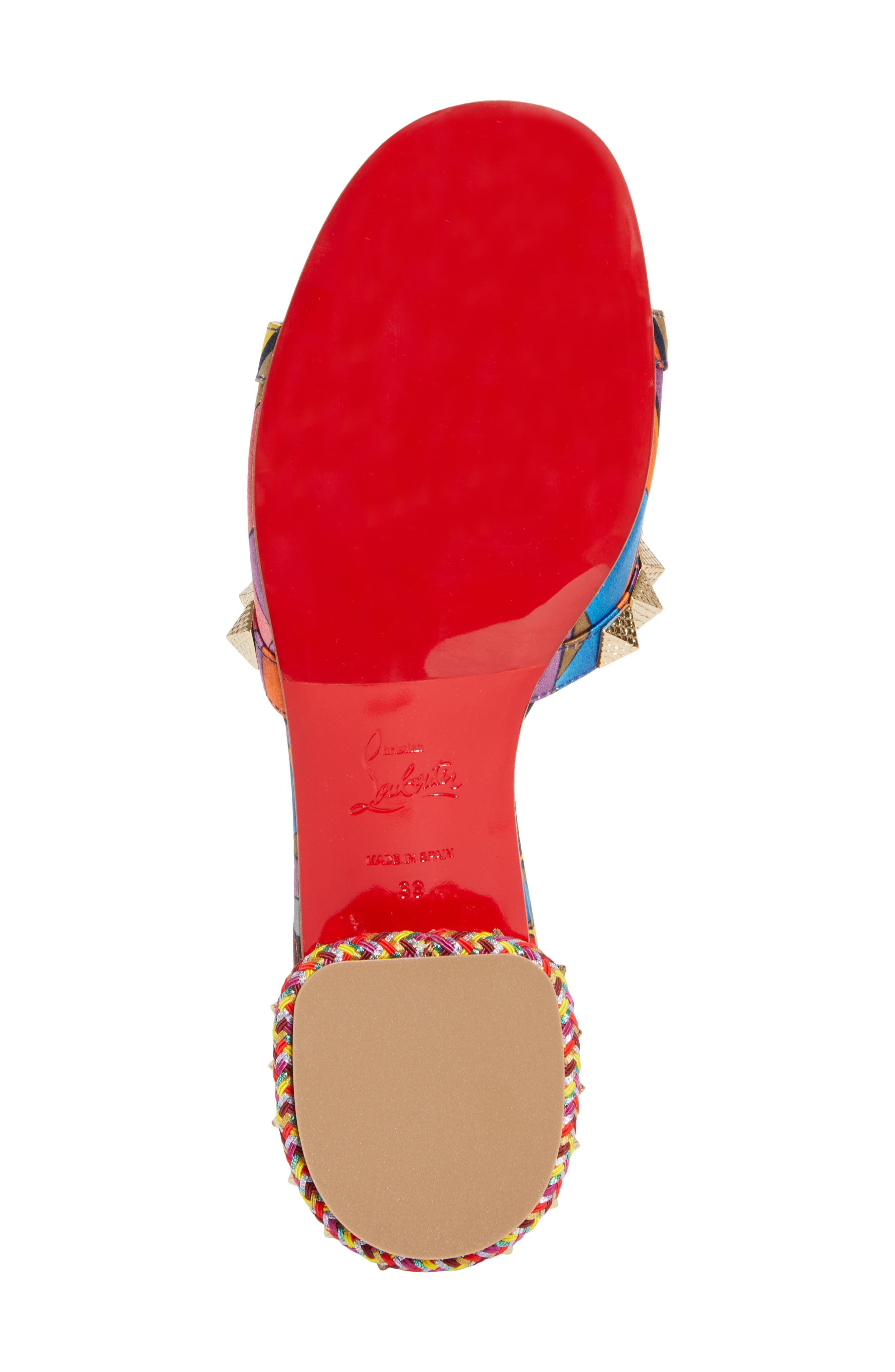 Christian Louboutin Pyramule Slide Sandal, Alternate, color, Rainbow Multi/ Gold