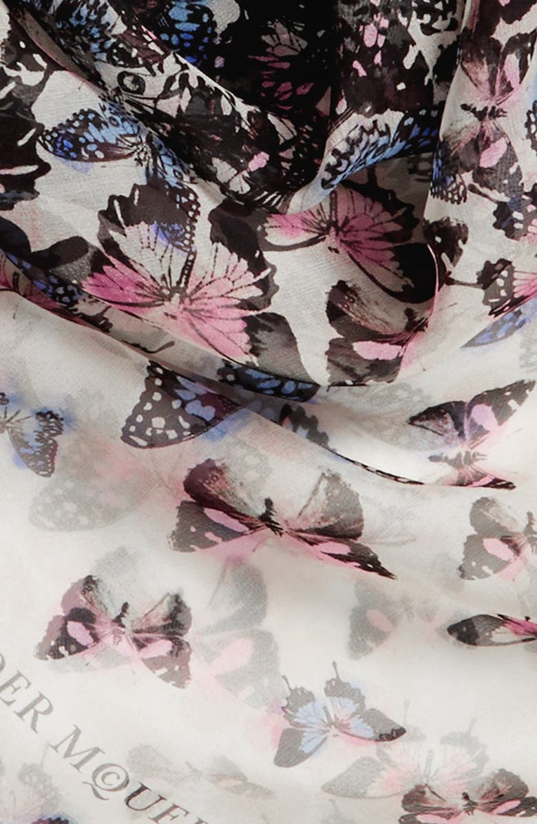 McQueen Alexander McQueen 'Butterfly Flight' Square Silk Scarf, Alternate, color, 