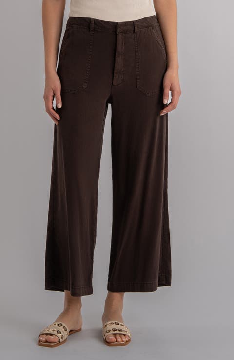 Topaz High Waist Crop Wide Leg Linen Blend Pants (Regular & Petite)