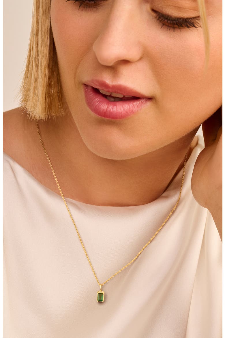 Noelle Diamond Necklace |  3 natural diamonds - 1 diopside gemstone | 925 Sterling Silver | Necklace | 16 - 17.5 in | Yellow 18k-Gold Plated, Alternate, color, Yellow 18k Gold Plated