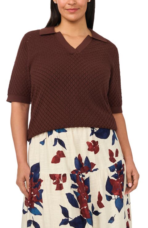 Pointelle Polo Sweater