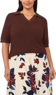 Halogen® Pointelle Polo Sweater