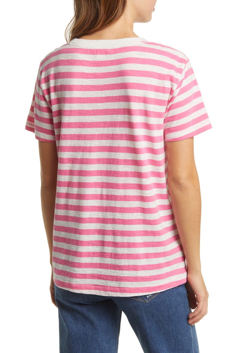 Stripe Embroidered Heart Cotton T-Shirt, Alternate, color, PINK AZALEA-IVORY STRIPE HEART