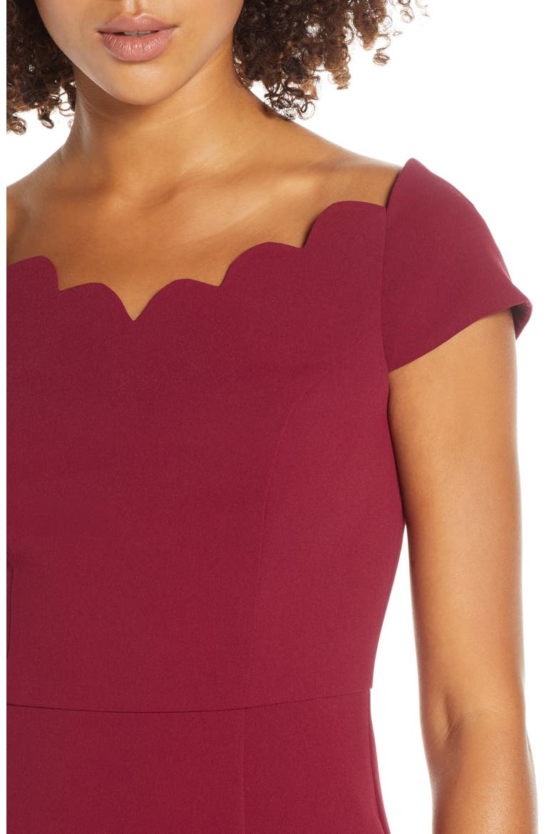 Scallop Neck Sheath Dress, Alternate, color, BURGUNDY