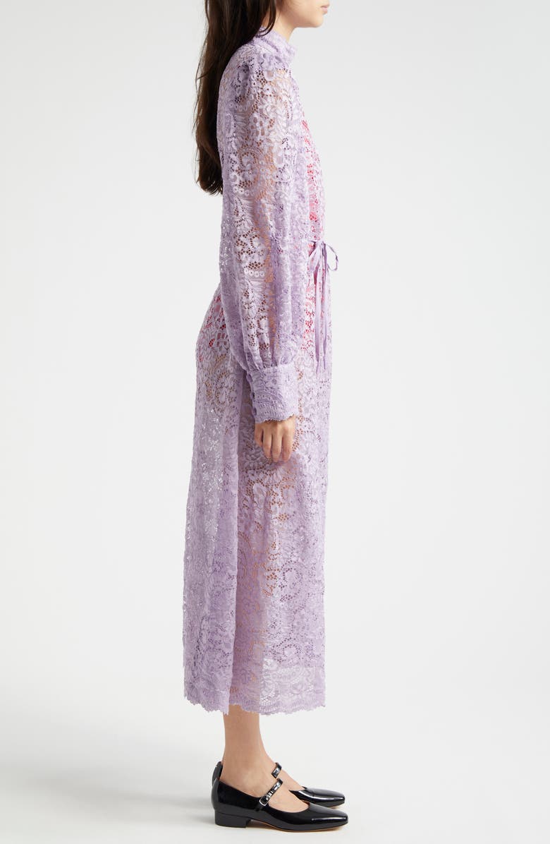 FARM Rio Lace Tie Belt Long Sleeve Dress, Alternate, color, Lilac