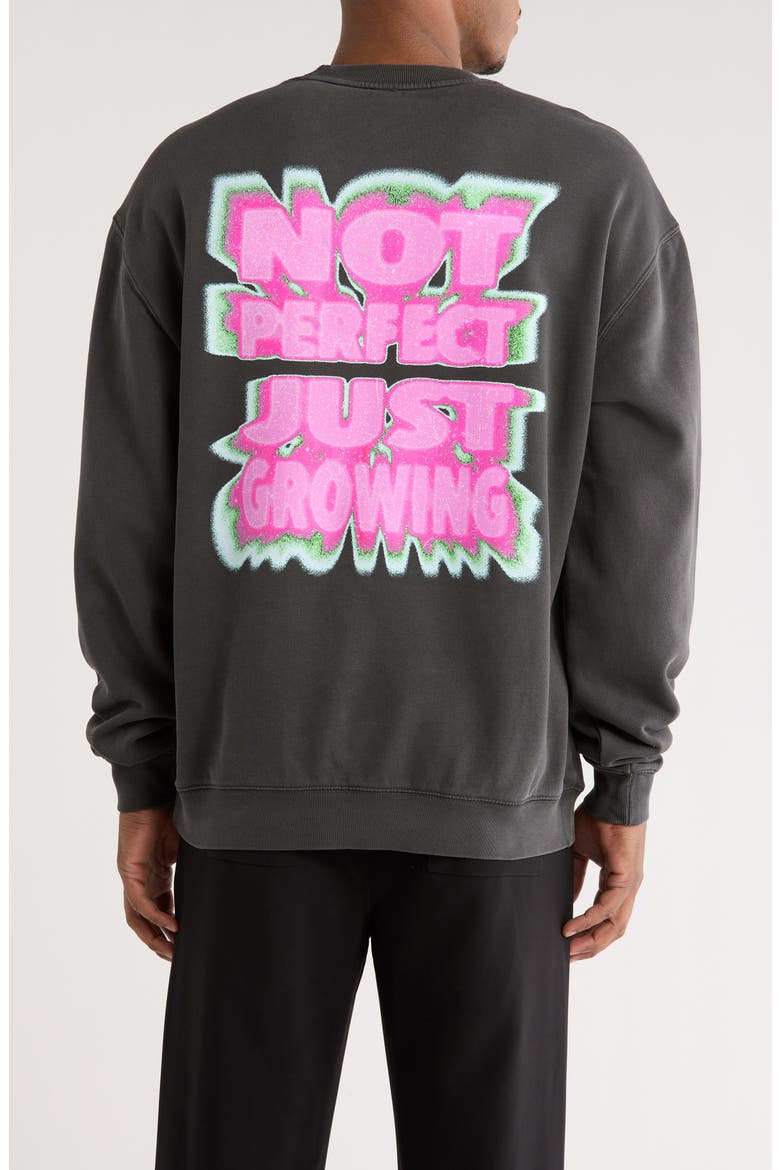 Santo Blur Oversize Stretch Fleece Crewneck Sweatshirt, Alternate, color, VINTAGE BLACK