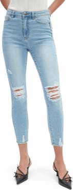 Bardot Khloe Ripped High Waist Crop Skinny Jeans