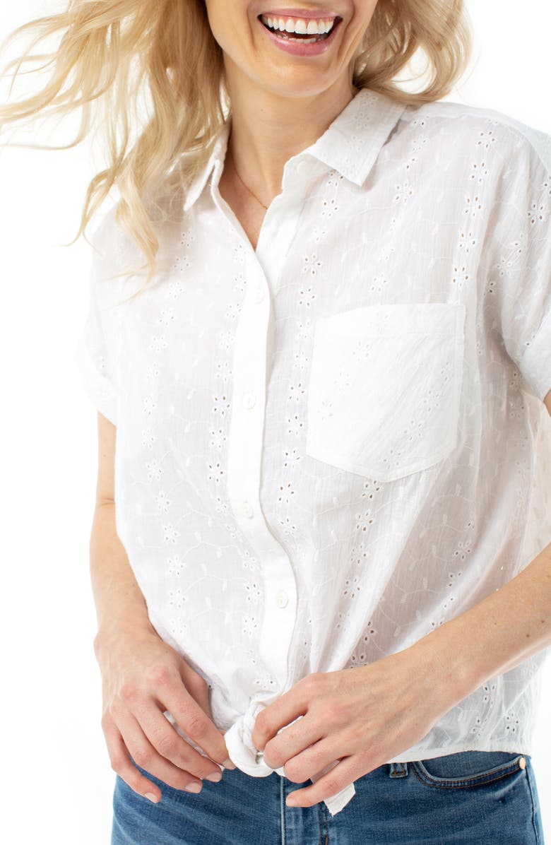 Liverpool Boxy Dolman Tie Neck Button-Up Shirt, Alternate, color,