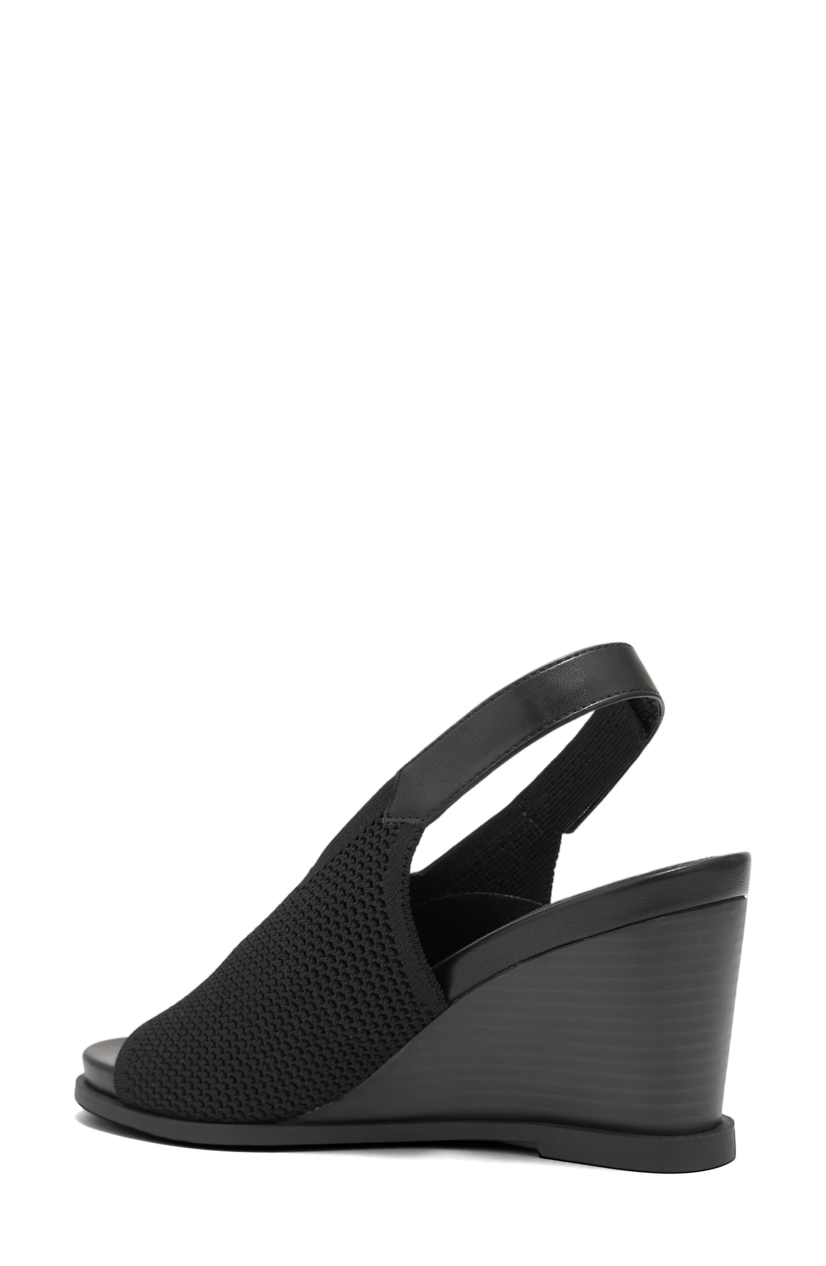Dell Textured Knit Slingback Wedge Sandal, Alternate, color, BLACK BLACK