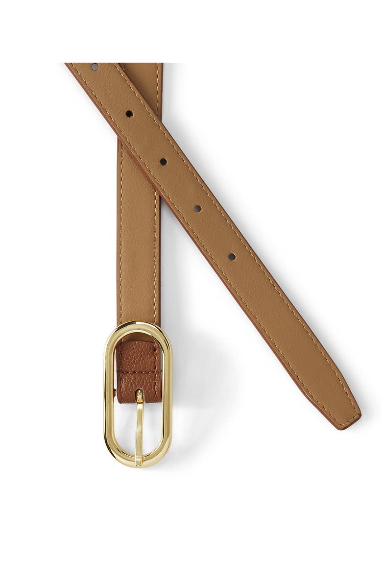 Lands' End Faux Leather Skinny Reversible Belt, Alternate, color, Tan/Caramel