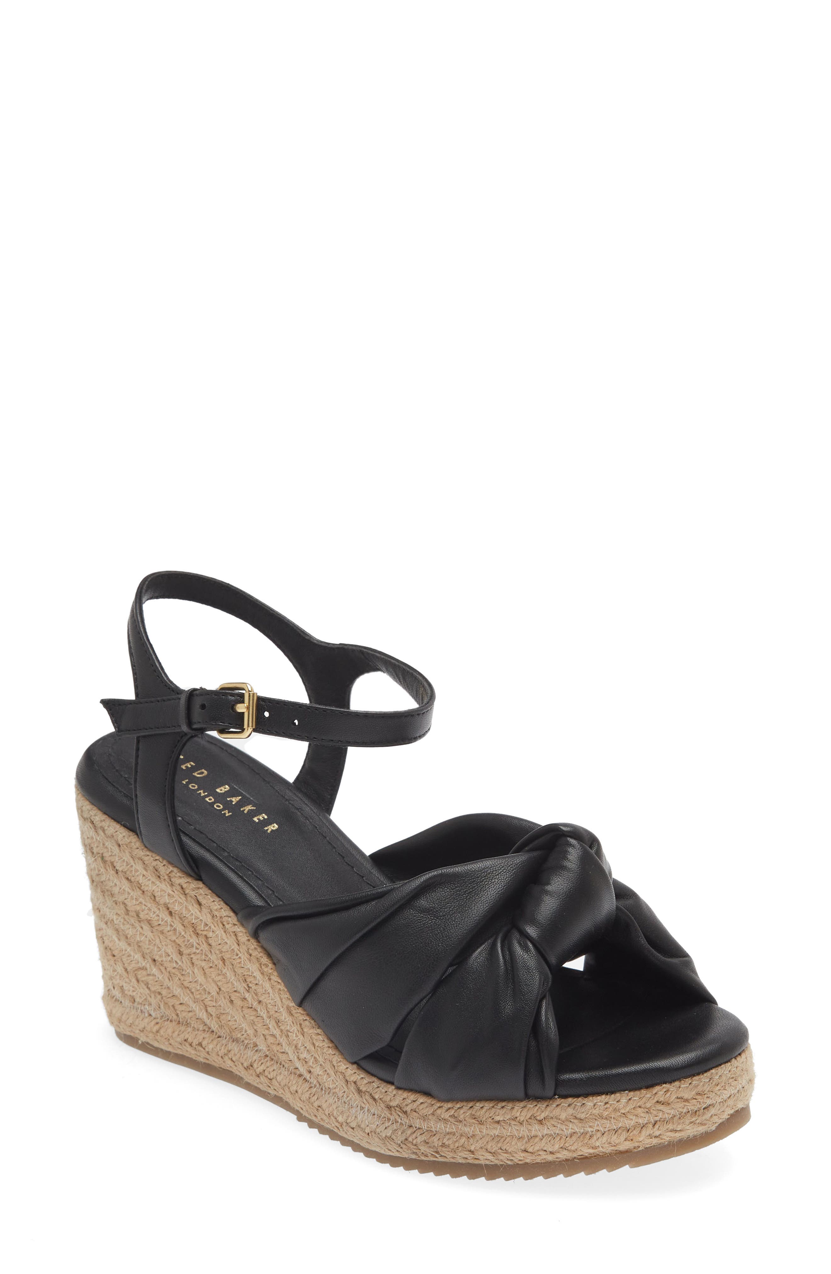 Ted Baker London Taymin Knotted Espadrille Wedge Sandal, Main, color, Black