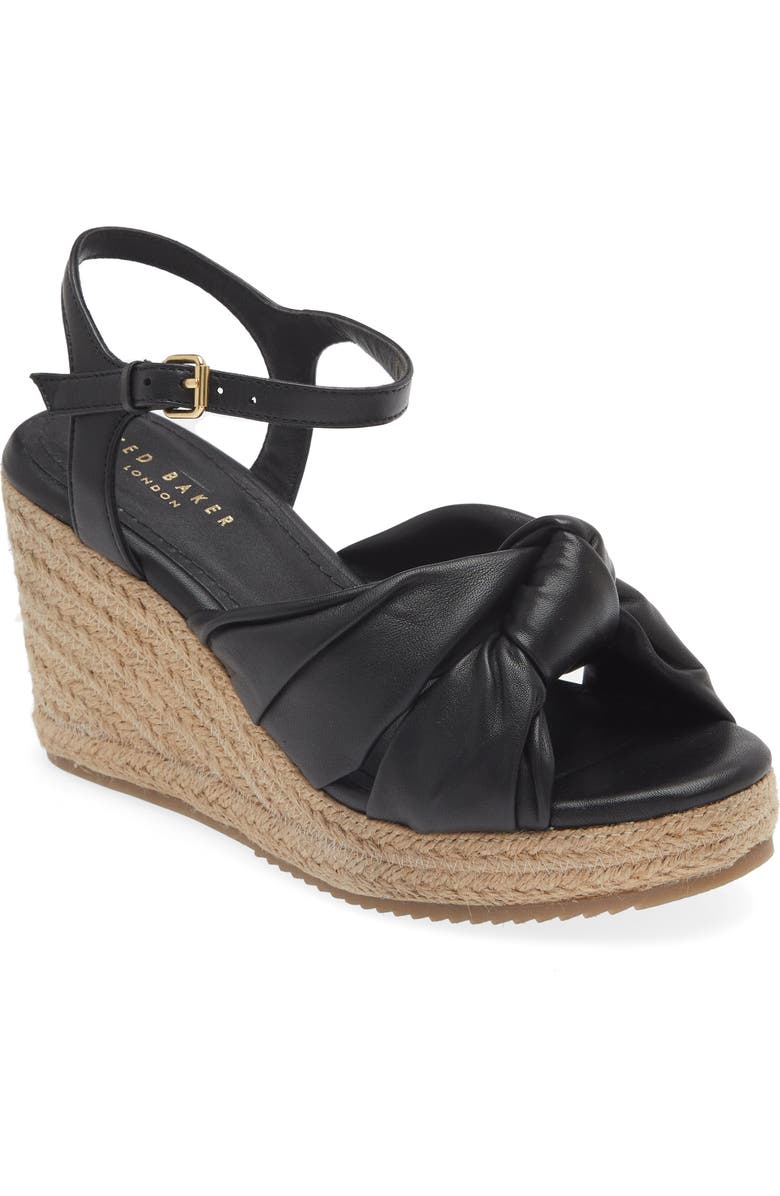 Ted Baker London Taymin Knotted Espadrille Wedge Sandal, Main, color, Black