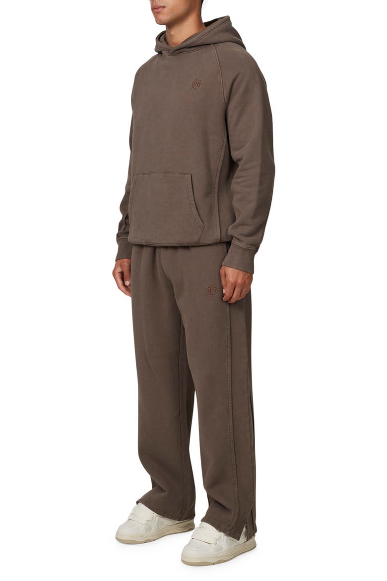 Ribbed Emblem Split Hem Baggy Jogger, Alternate, color, Brown