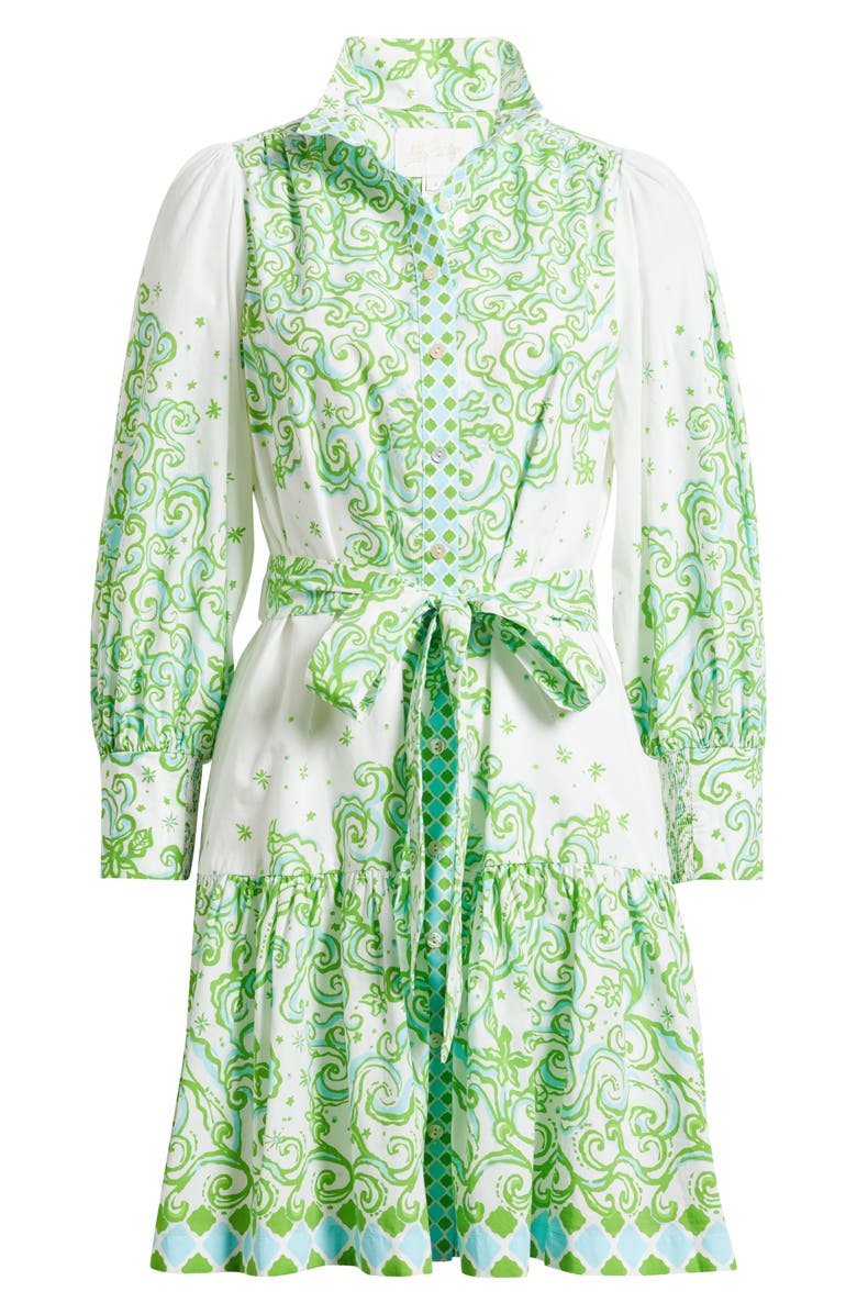 Lilly Pulitzer<sup>®</sup> Drena Tiered Long Sleeve Cotton Shirtdress, Alternate, color, Resort White Sol Mates