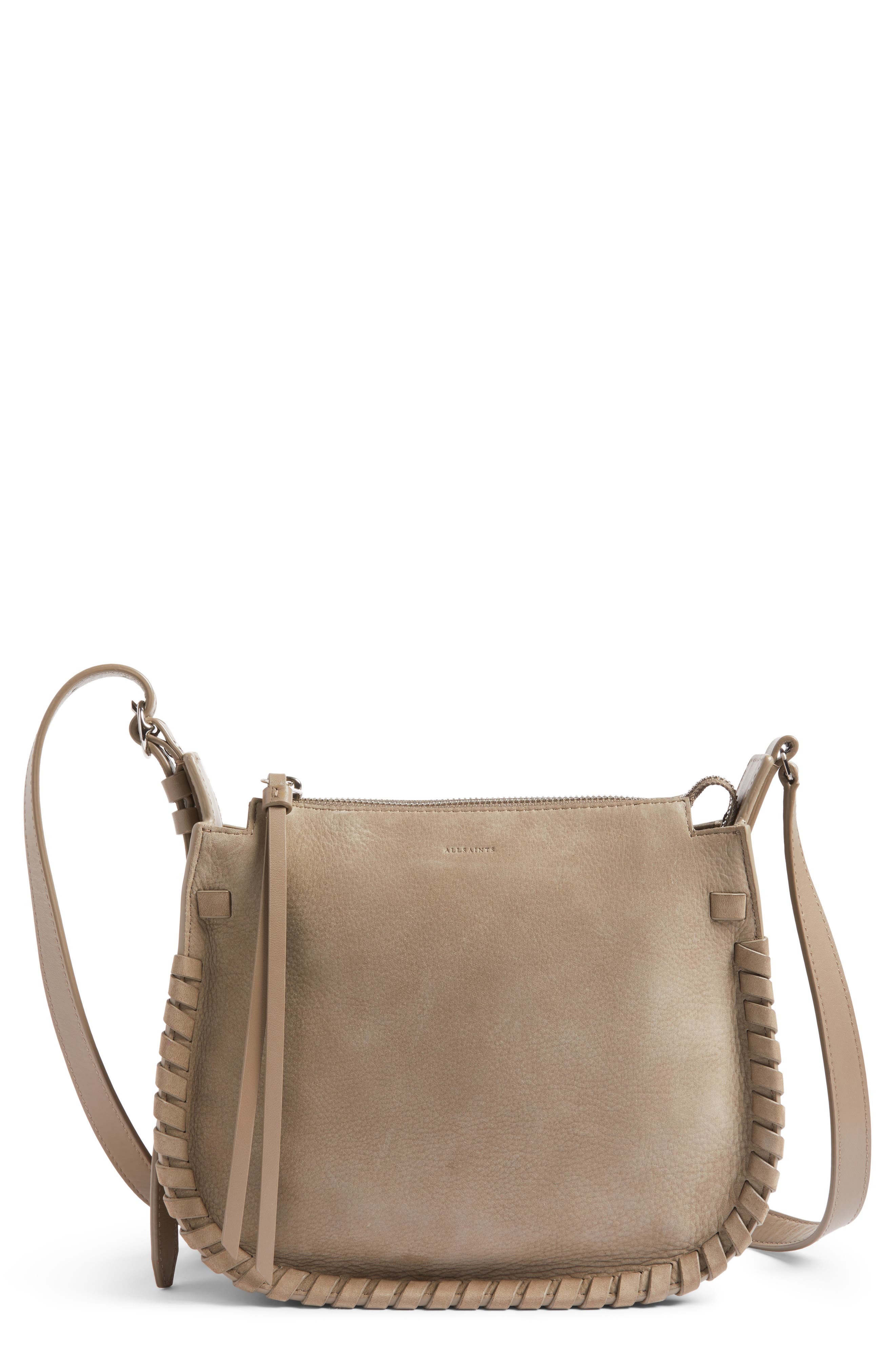 AllSaints Ray Nubuck Crossbody Bag, Main, color, 