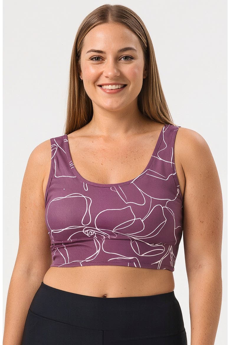 Plus Size Longline Swim Bra, Main, color, Floral Haze