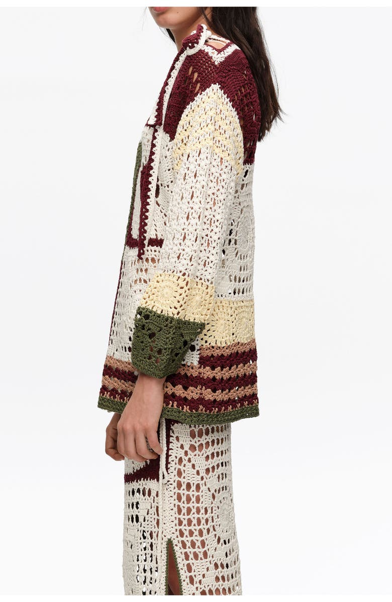 Bimba y Lola Straight Multicolored Crochet Sweater, Alternate, color, Dark Green