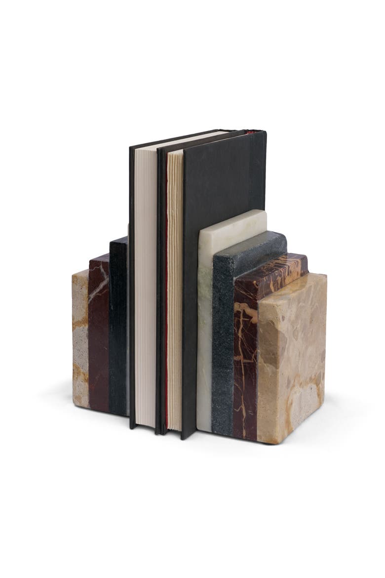 Corte Mixed Marble Stacked Bookends, Main, color, Beige