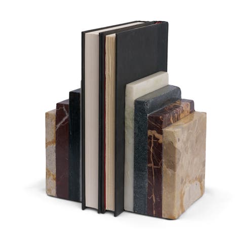 Corte Mixed Marble Stacked Bookends