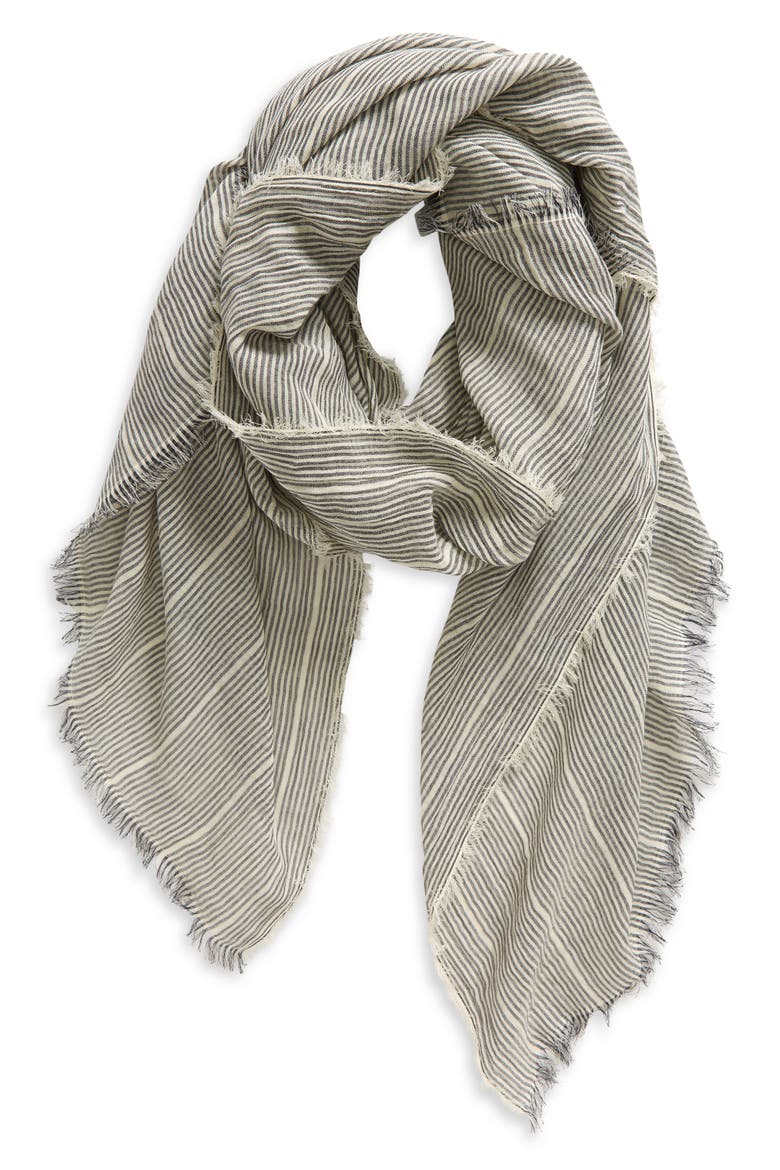 Micro Stripe Cotton Scarf, Main, color, LACE/ COASTAL BLUE