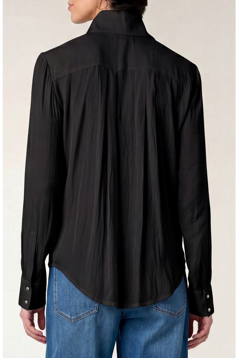 Tuxedo Pleated Button Front Shirt, Alternate, color, BLACK