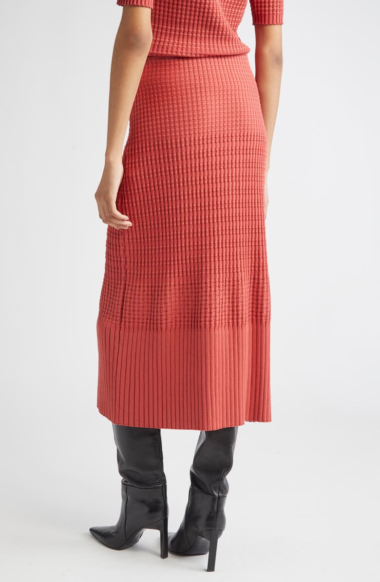 Lafayette 148 New York Mixed Rib Pull-On Knit Skirt, Alternate, color, Red Brick