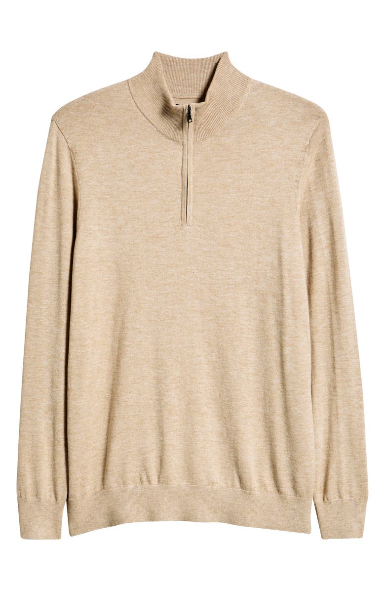 Mizzen+Main Heritage Quarter Zip Sweater, Alternate, color, Khaki Heather