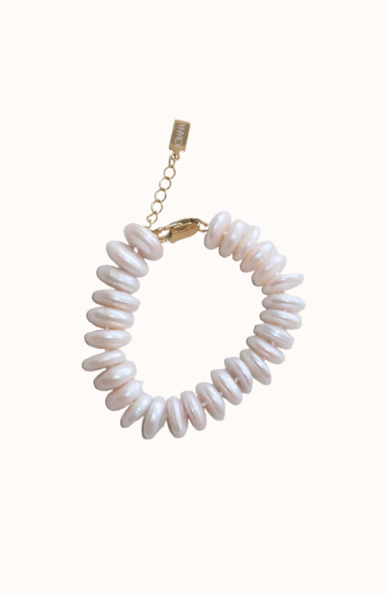 Joiana Jewelry Rondelle Pearl Bracelet, Main, color, Off White / Gold