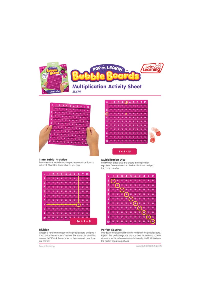 Pop
Learn Bubble Board Multiplication Pop and Learn Bubble Board, Alternate, color, Multicolored