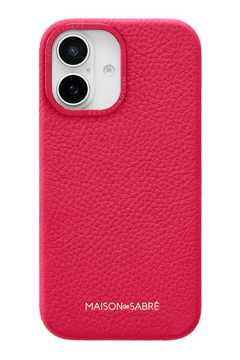 Leather Phone Case iPhone 16, Main, color, Shibuya Fuchsia