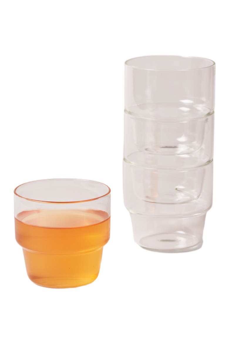 Stackable Glass Tumblers - Set of 4, Alternate, color, Clear