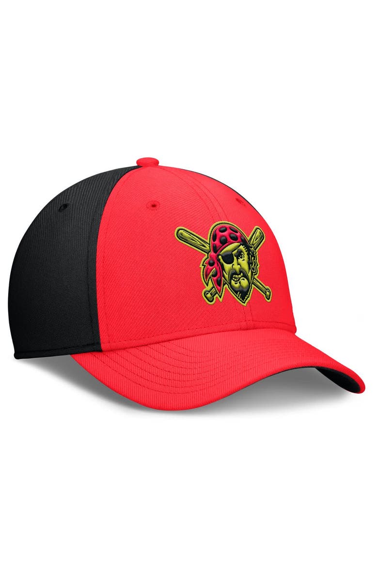 Nike Men's Nike Crimson/Black Pittsburgh Pirates Neon 90s Rise SwooshFlex Hat, Alternate, color, Crimson