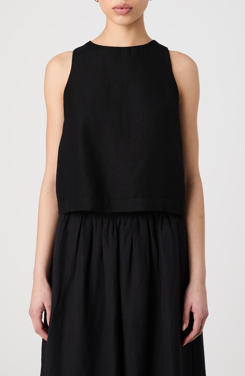 French Connection Birdie Sleeveless Trapeze Top, Main, color, Black