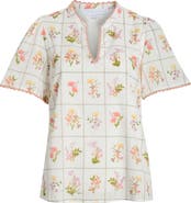SUGARLIPS Diane Hilda Floral Split Neck Cotton Top